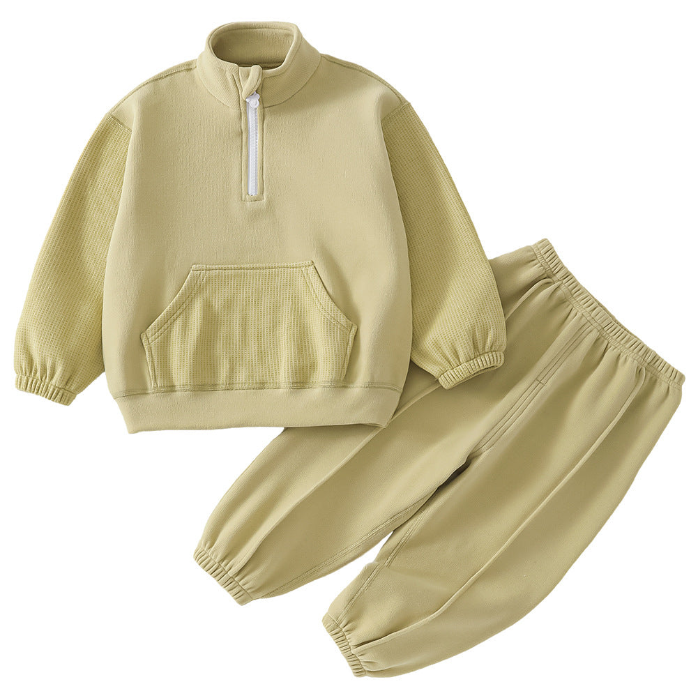 Children's Cozy Half-Zip Fleece Loungewear Set