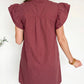 Sandalwood Frilled Detail Button Down Ruffle Short Sleeve Denim Mini Dress