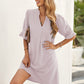 Notched Neck Flounce Sleeve Tunic Dress