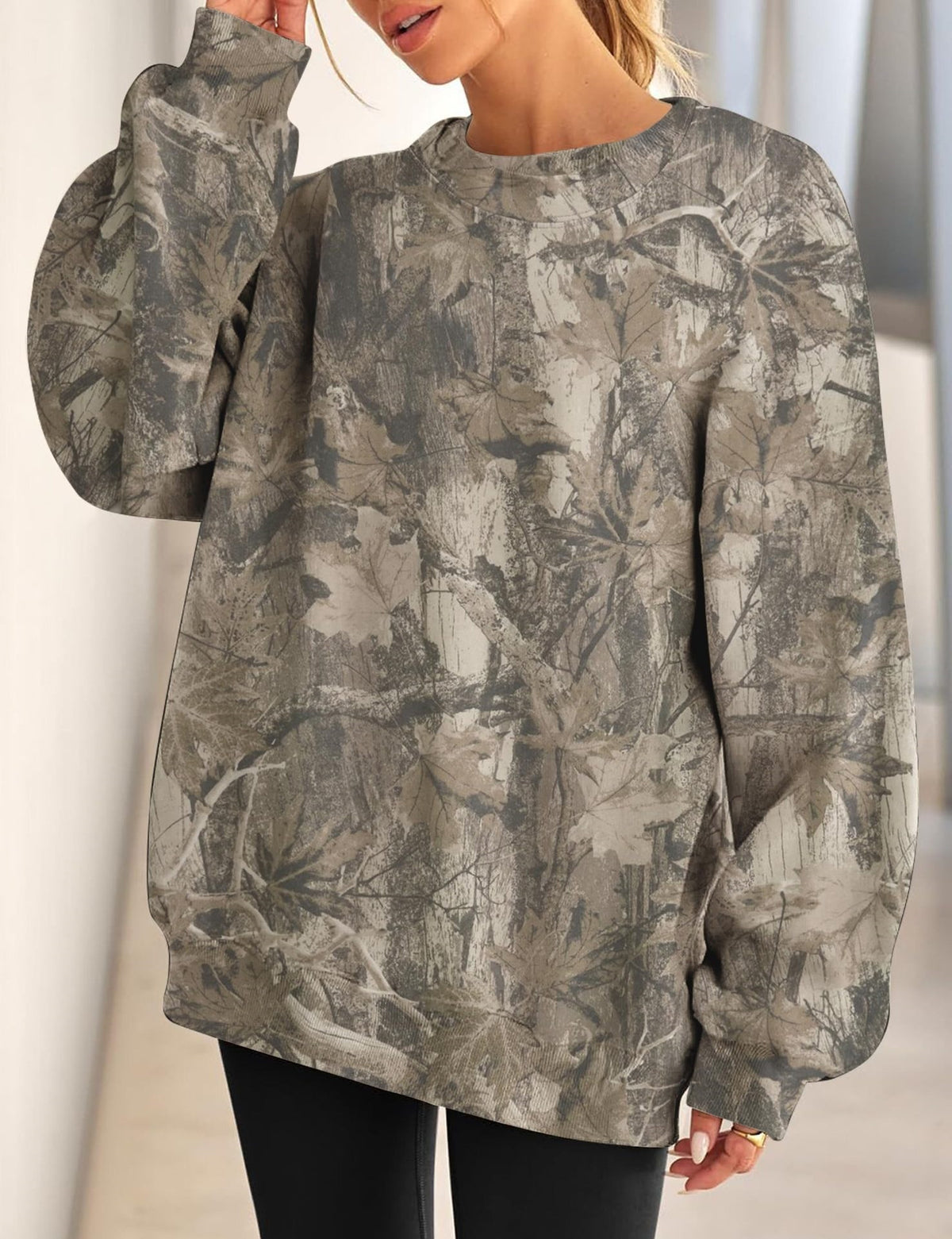 Oversized Camo Crewneck Sweatshirt