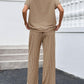 Stripe Round Neck Tee and Pant Set