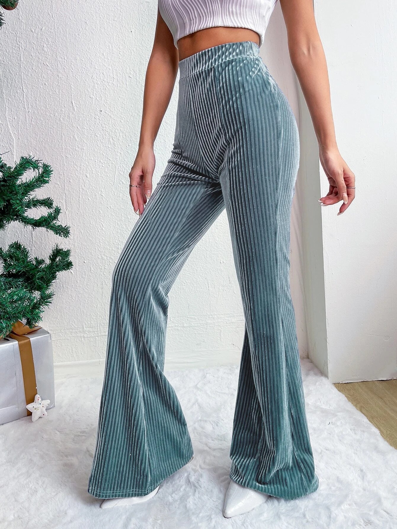 High Waisted Corduroy Flared Pants