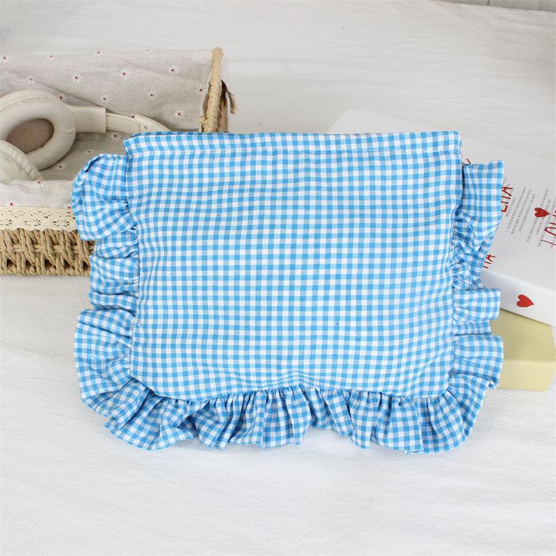 Customizable Text Floral & Plaid Zippered Makeup Bag