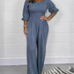 Square Neck Casual Solid Jumpsuit