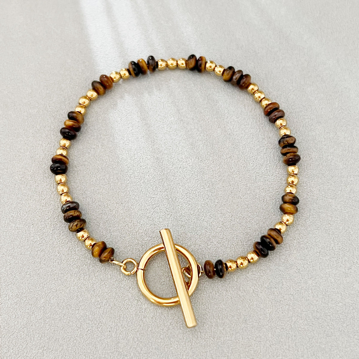 Dainty Gemstone & Gold Bead Bracelet