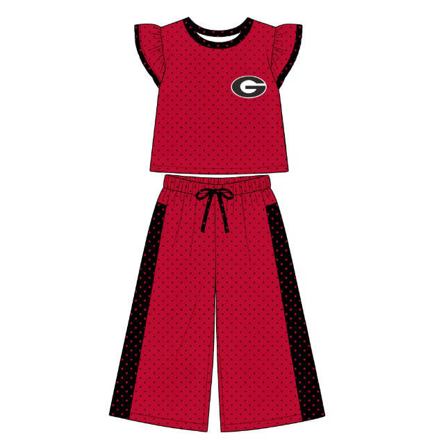 Custom Kids Top Wide Leg Pants Set Ruffle Set