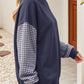 Oversized Gingham Colorblock Long Sleeve Sweatshirt