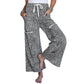 Leopard Print Wide Leg Terry Knit Pants