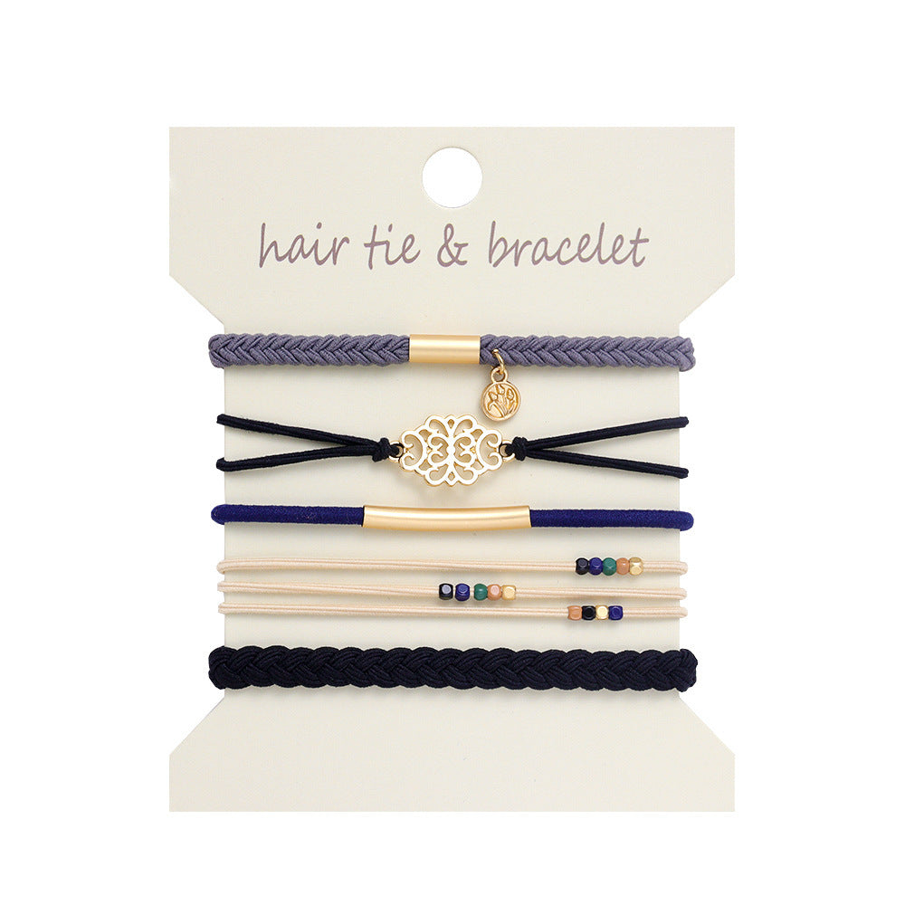Boho 2-in-1 Hair Tie & Bracelet Set (5-Piece Pack)