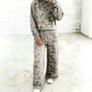 Multicolour Camouflage Print Long Sleeve Top Loose 2pcs Pants Set