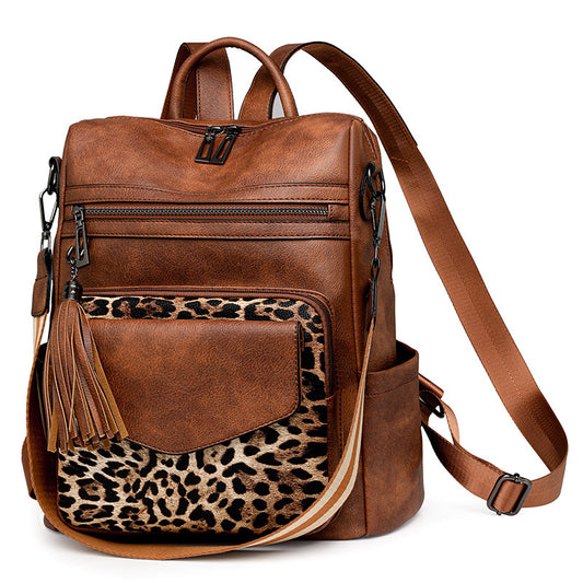 Two-Tone Tassel Backpack