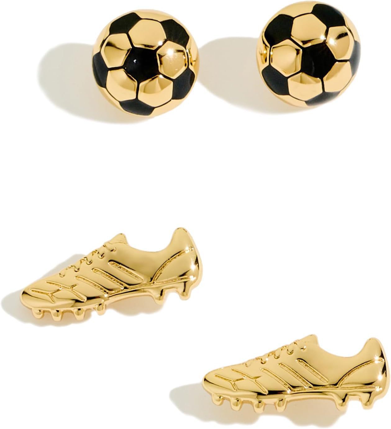 14K Gold Stud Earrings with Sporty Elements
