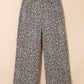 Brown Leopard Frayed Edge Wide Leg High Waist Jeans