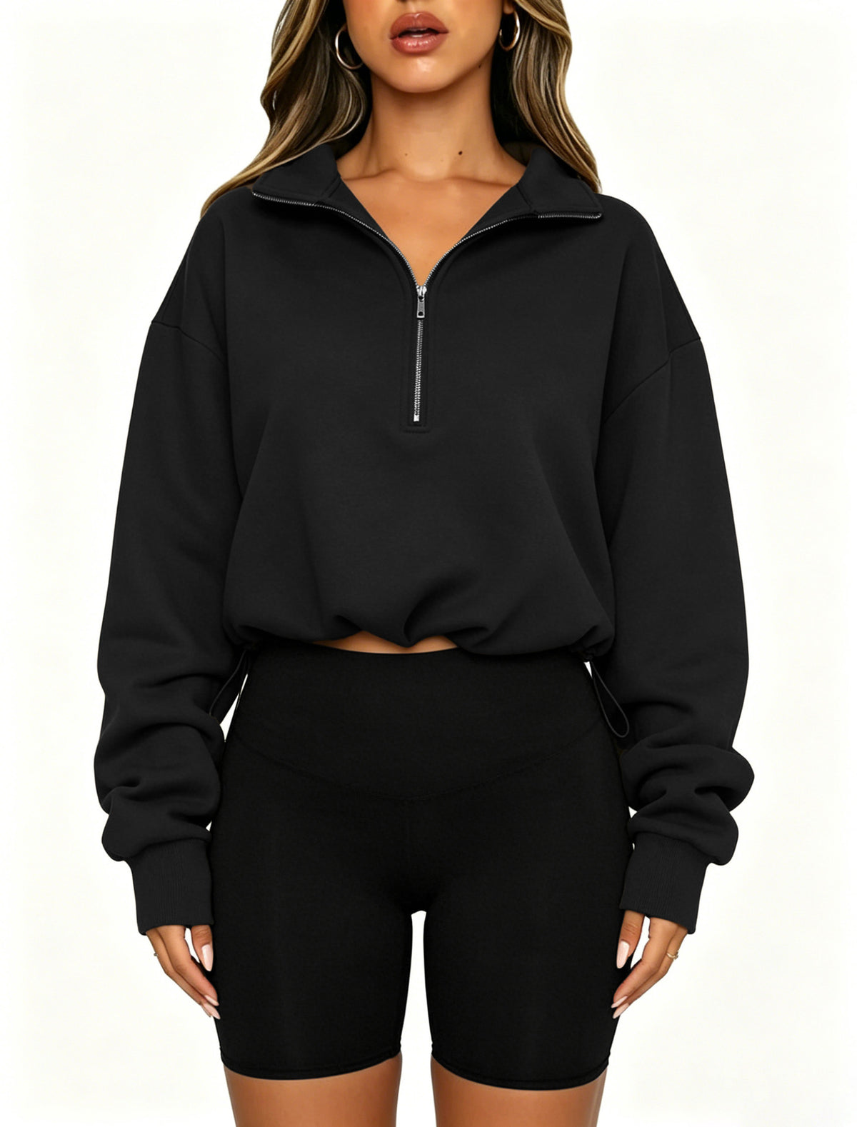 Women's Cropped Half-Zip Sweatshirt