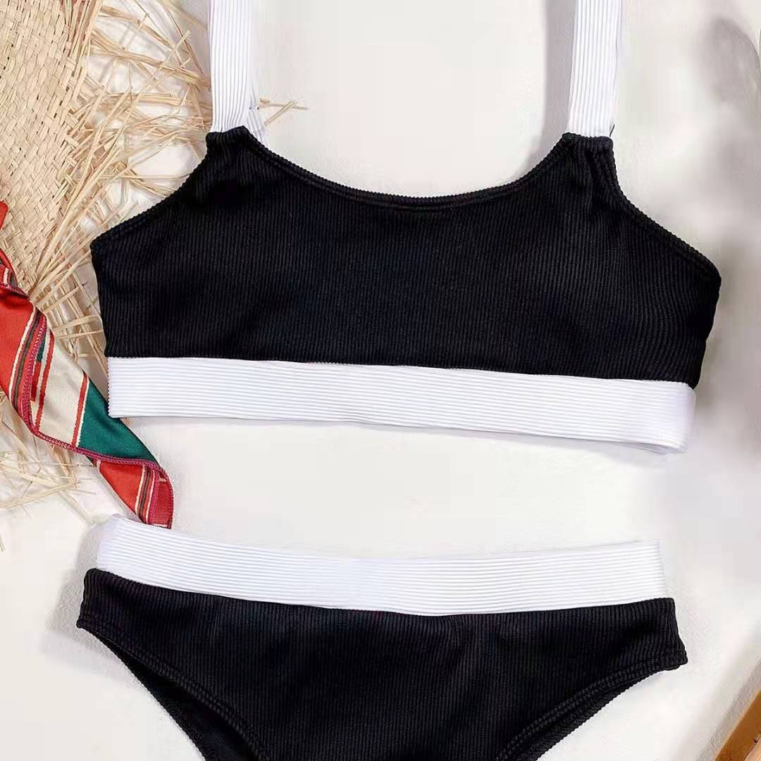 Color Block Ribbed Swimwear