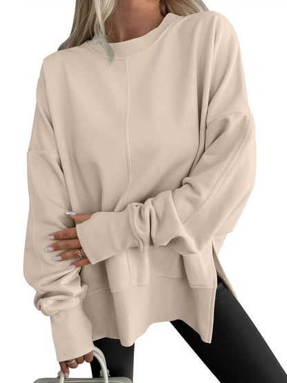 Side-slit Panelled Crew-neck Sweatshirt
