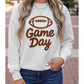 White Embroidered Slogan Game Day Rugby Pattern Crewneck Sweatshirt