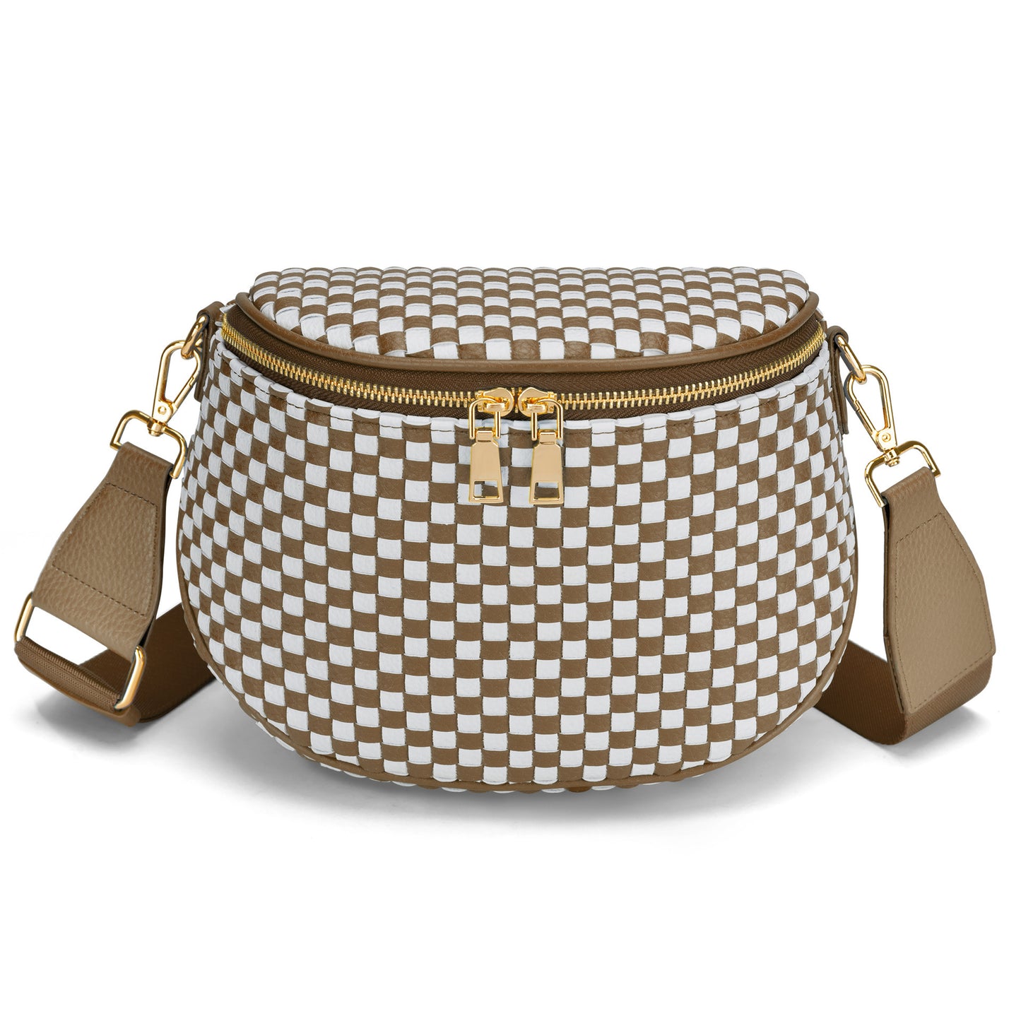 Trendy Woven Checkered Crossbody Bum Bag for Women