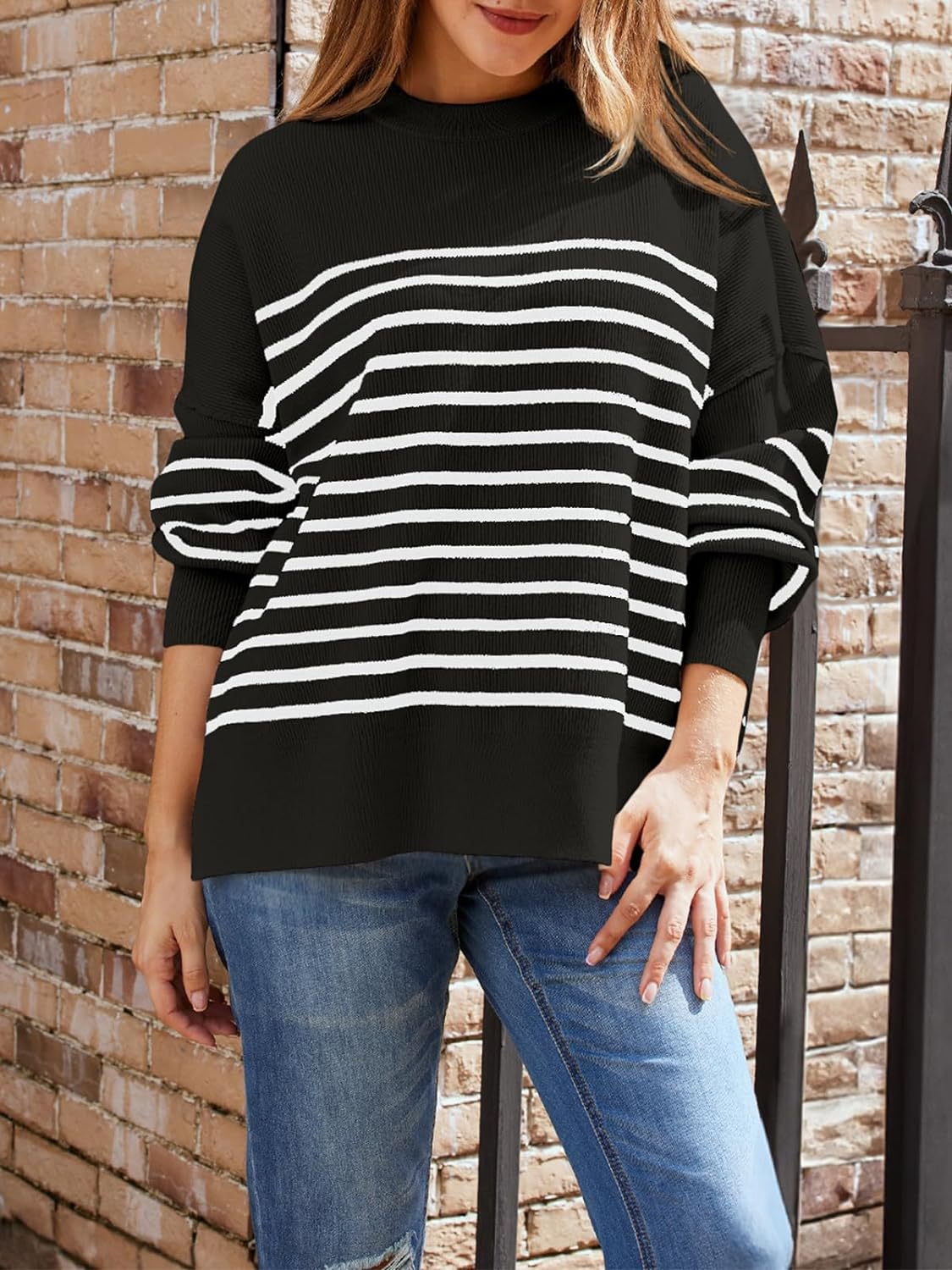 Crew Neck Batwing Sweater