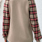 Waffle Paneled Plaid Sweatshirt