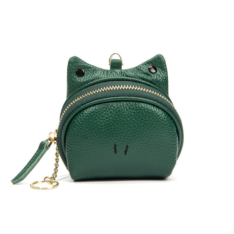 Mini Leather Cat-Ear Coin Purse Keychain