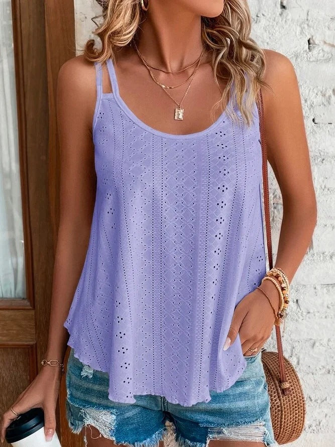 Round Neck Jacquard Tank Top-10 Colors