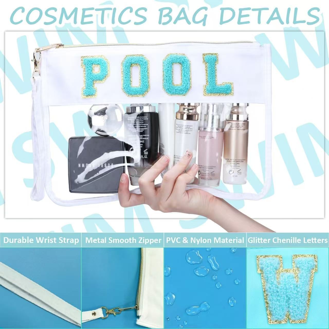 2 Pieces Set Flat Clear Pouch PVC Toiletry Storage Bag (MOQ 5)