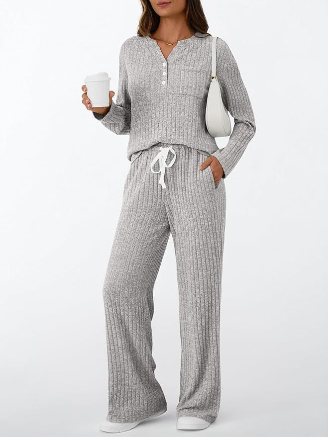 V-neck Outerwear Two-piece Pajamas for Women