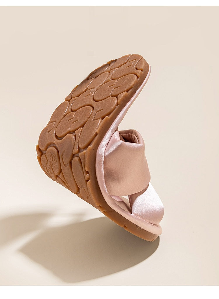 Women's Satin Cross-Strap Slide Slippers