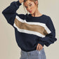 Contrast Color Loose Round Neck Sweatshirt