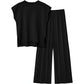 Women's knitted suit vest sweater wide-leg pants two-piece suit