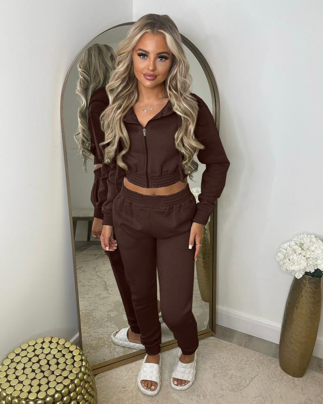 Fleece Hooded Sweatshirt + Trousers Set