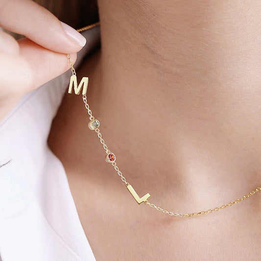 Customized December Birthstone Clavicle Necklace