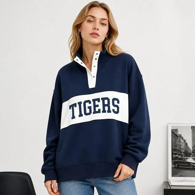 Custom Name Preppy Style Quarter-Snap Sweatshirt