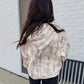 Gray Abstract Print Ribbed Cuffs Hem Long Sleeve Hoodie
