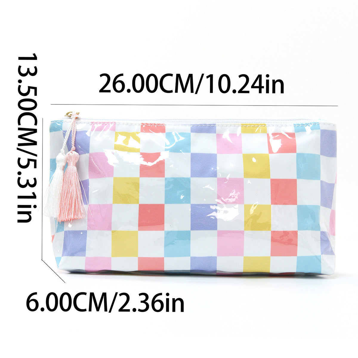 Waterproof Zipper Essentials Bag with Tassels
