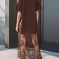 Floral Patchwork Short Sleeve T Shirt Loose Maxi Dress