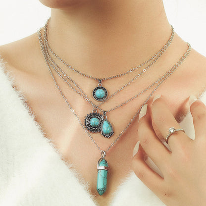 Vintage Bohemian Turquoise 4-Layer Necklace
