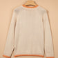 Parchment Floral Embroidery Pumpkin Long Sleeve Round Neck Sweater
