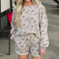 Green Camouflage Waffle Knit Long Sleeve Top Casual Shorts Set