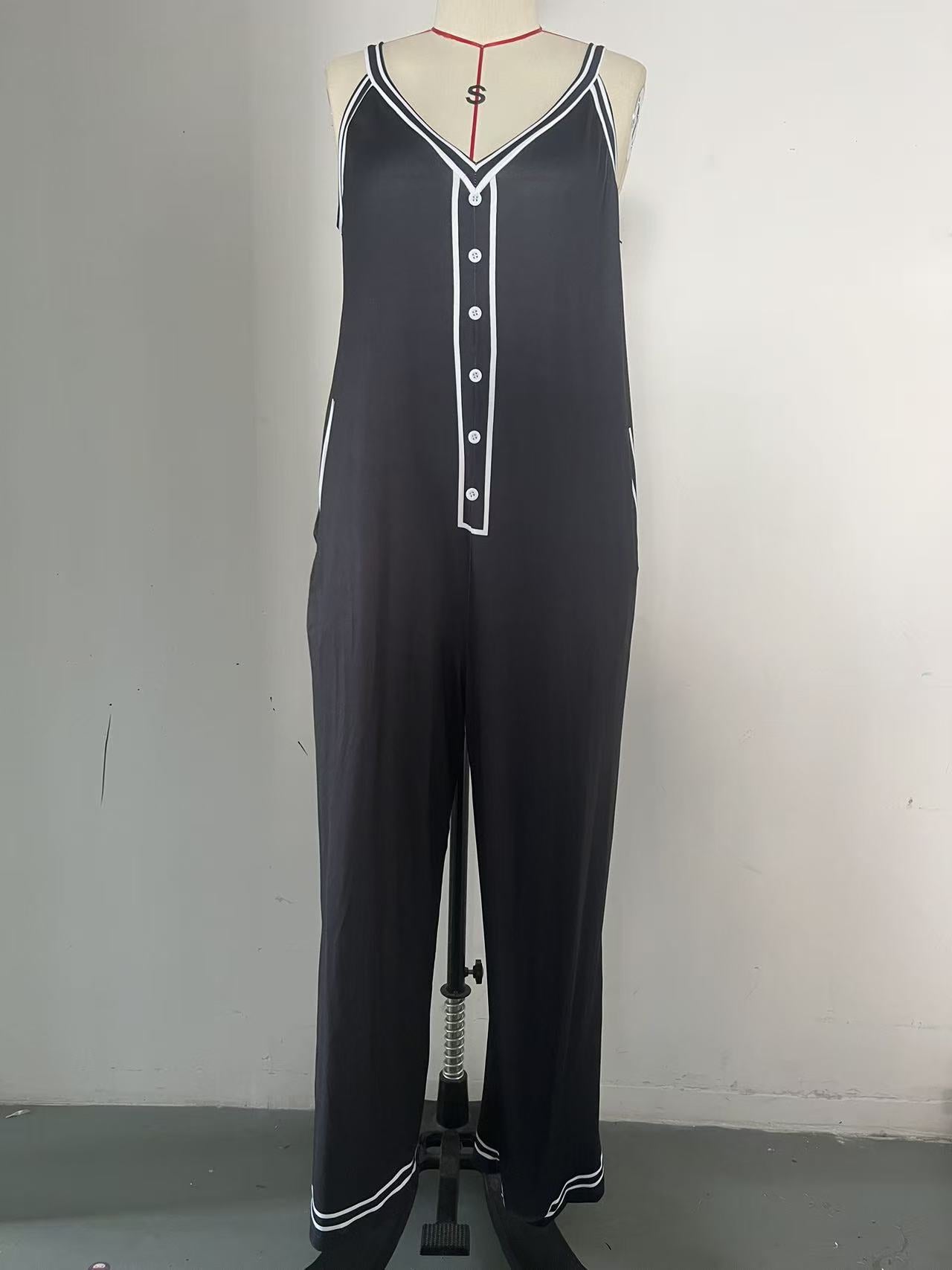 Women's V-Neck Backless Wide-Leg Jumpsuit