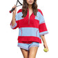 Striped Short-sleeved Oversized Shorts Two-piece Suit
