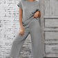 Textured Top and Wide-leg Pants Set