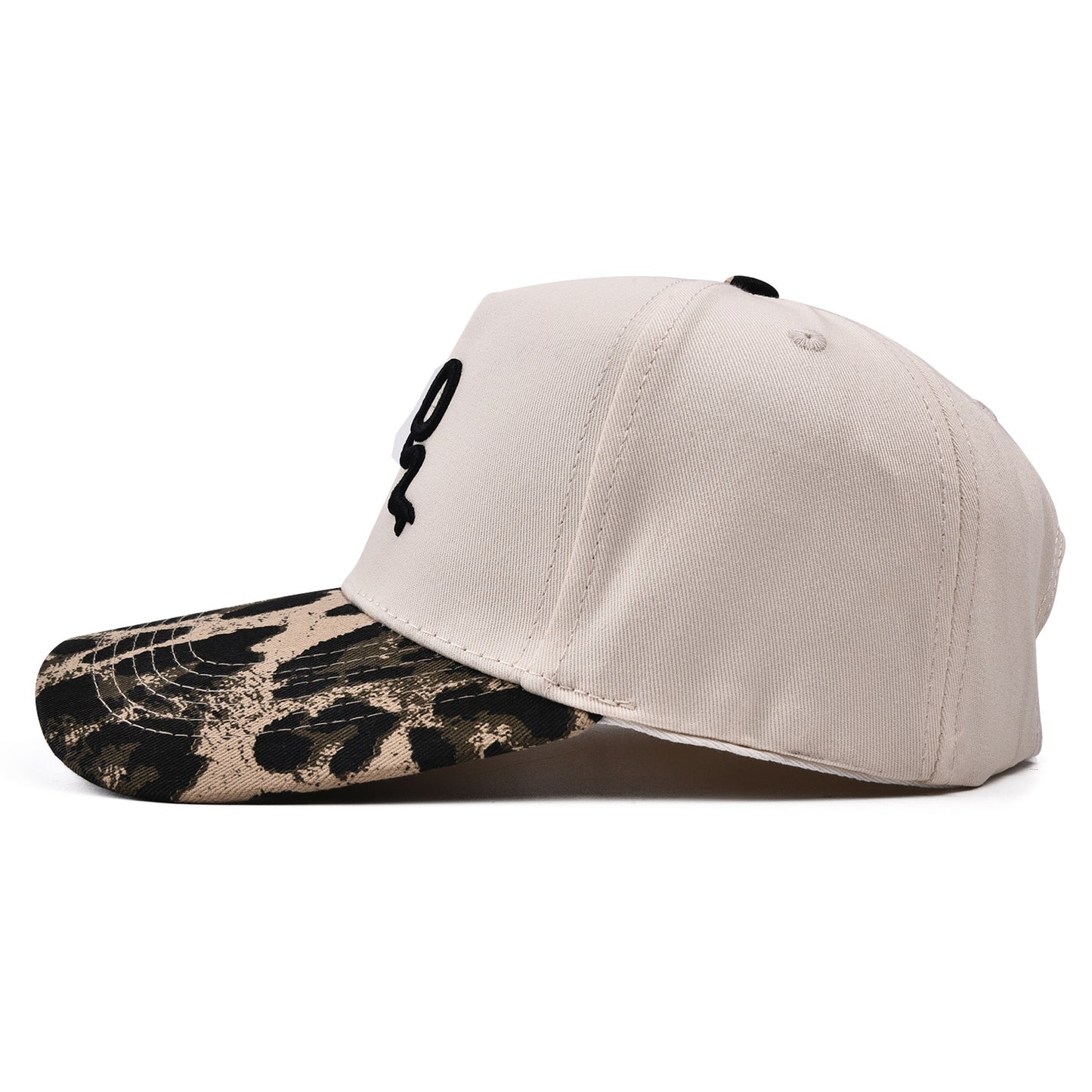Leopard Print Canvas Hat with Embroidery Bow