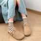 Plush Flat Closed Toe Half Slippers