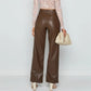 PU Leather Wide-leg Pants