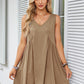 V-neck Sleeveless Pleated Pocket Dress