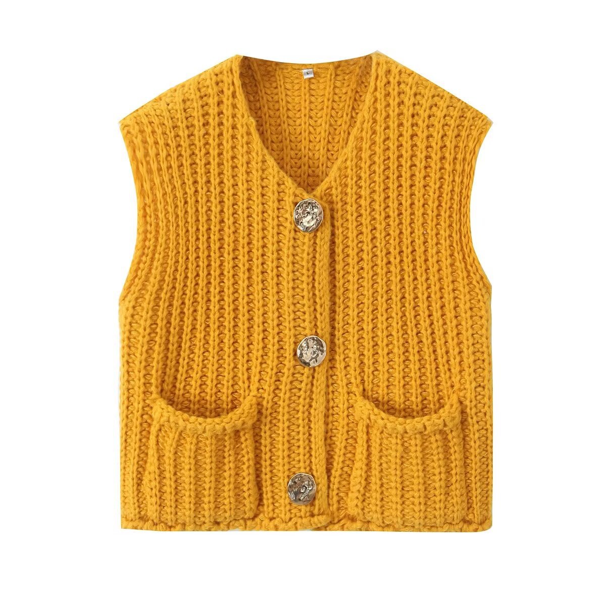 Sleeveless Button Knitted Top