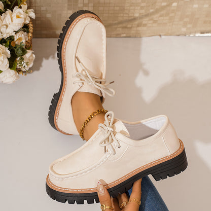Lace-up Detail Contrast Lug Sole Shoes