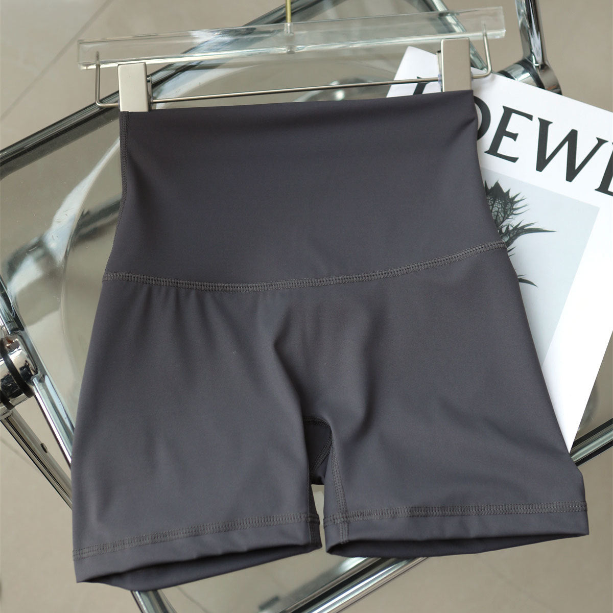 No Awkward Line High Waist Elastic Fitness Base Sports Shorts